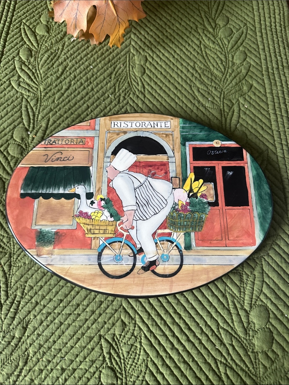 Certified International Oval Chef Bicycle Platter - Red, Green, Blue